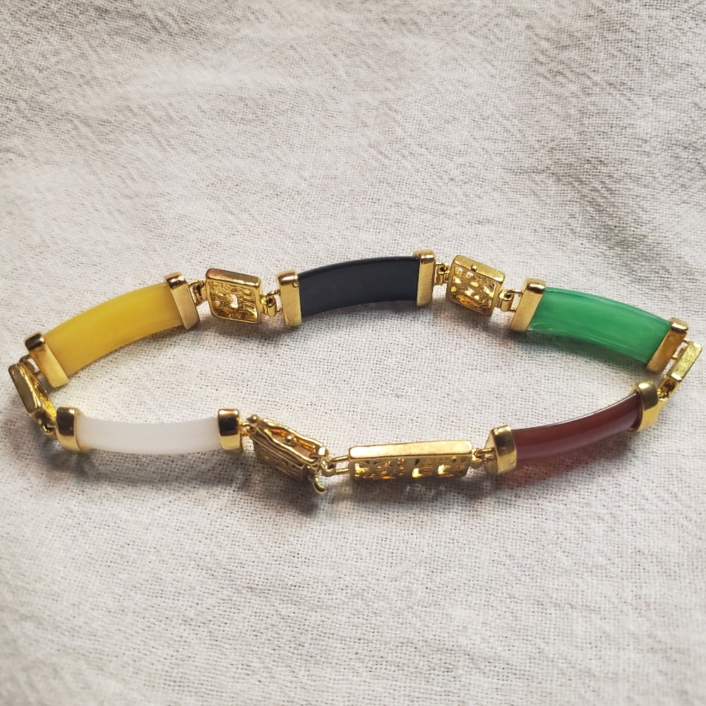 Vintage Avon Multi-color Faux Jade Bracelet 1970's